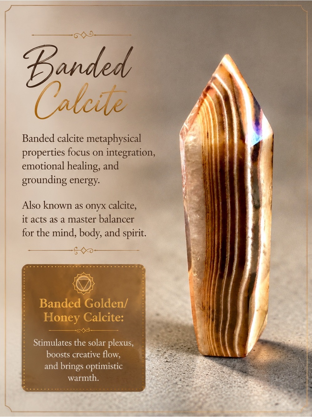 Banded Calcite Tower (Often Sold as White Onyx) – 4.5” - Picture 2 of 7